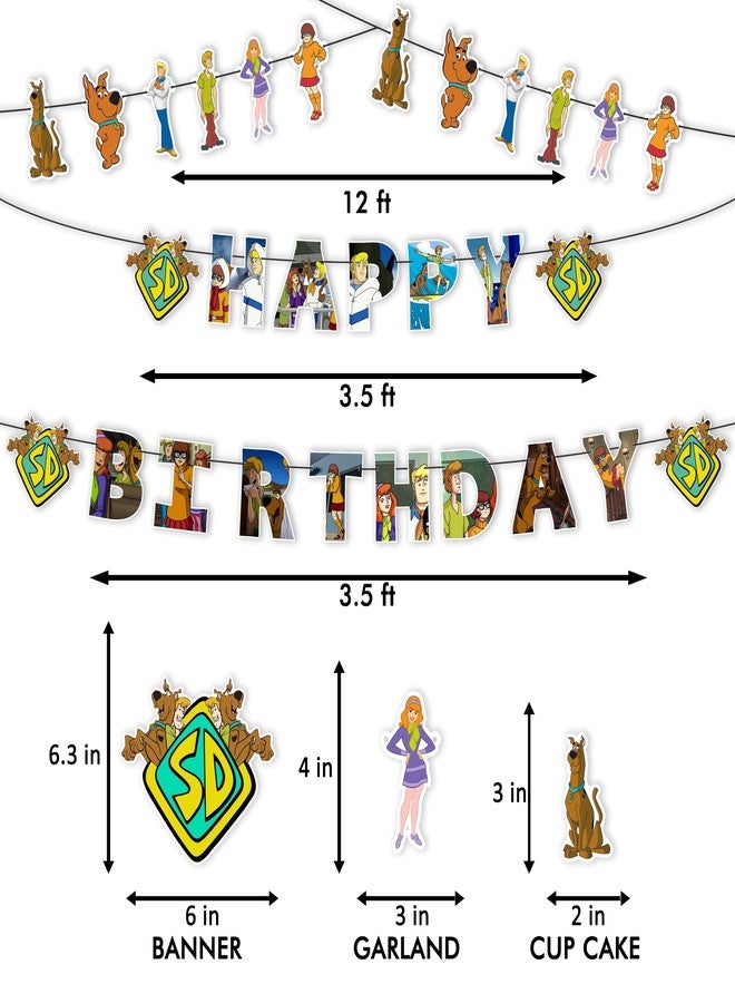 Seyal Scoby Do Theme Birthday Party Supplies - Complete Decoration Set with Banner, Cake Topper, Cupcake Toppers, and Table Decor - Mystery Dog Cartoon Party Kit for Boys and Girls - Image 3